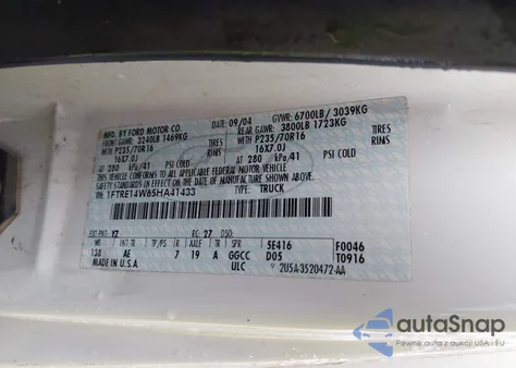 2005 Ford E-150 Commercial/Recreational из США, поврежденный, VIN 1FTRE14W65HA41433